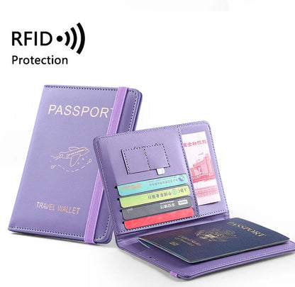 Women/Men RFID Vintage Business Passport Cover Holder with Card Slots and RFID Blocker