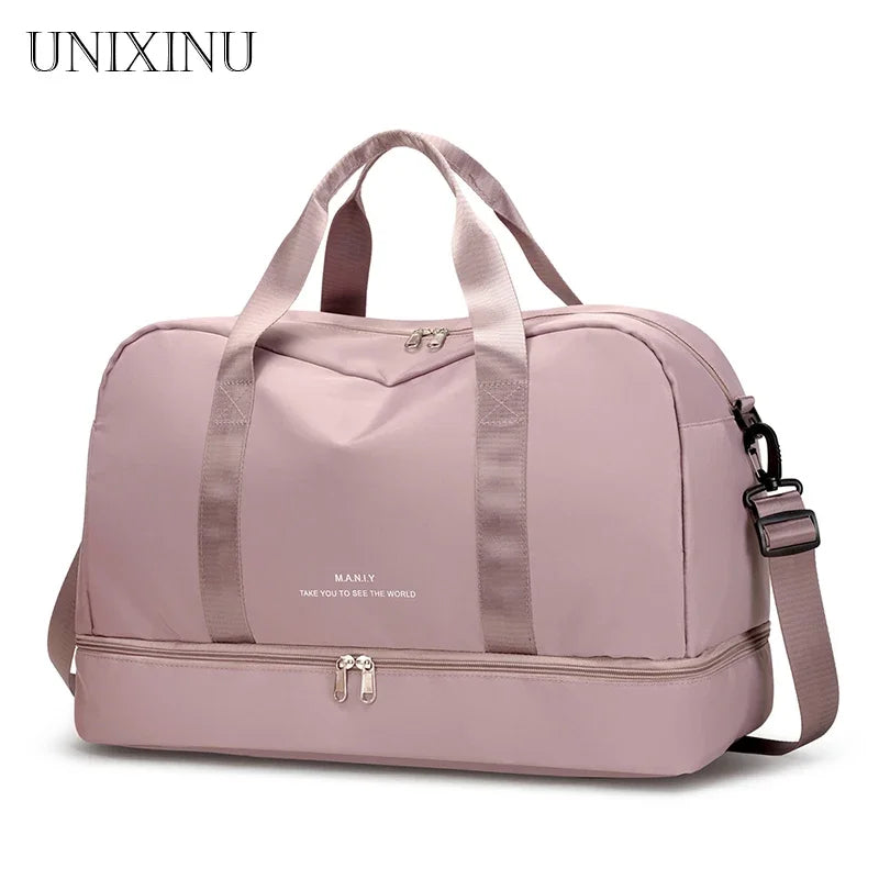 Expandable Travel Duffle Bag for Women – Large Capacity Sports Handbag, Fitness Bag, Weekend Overnight Bag
